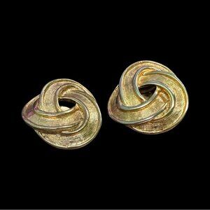 Paolo Gucci Gold Twisted Knot Clip On Earrings